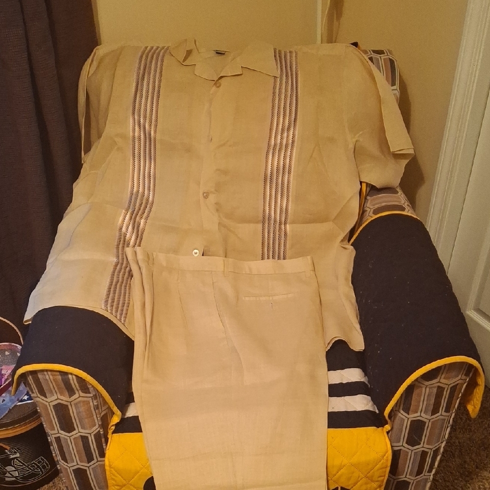 Tan Short Sleeve Shirt and Pants Set